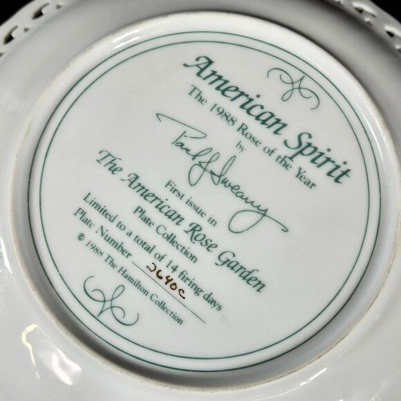 Hamilton Collection American Rose Garden American Spirit Artist Signed Plate - Picture 5 of 7